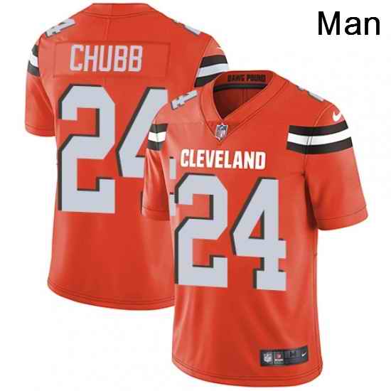 Mens Nike Cleveland Browns 24 Nick Chubb Orange Alternate Vapor Untouchable Limited Player NFL Jersey